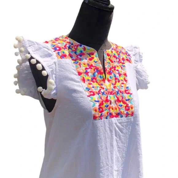 Kirundo Colorful Embroidered White Summer Dress size Small - Picture 10 of 14